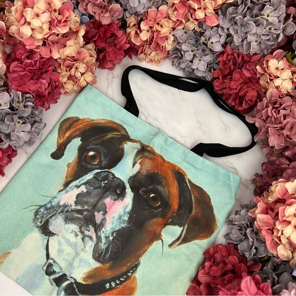 Eco-Friendly Handsome Brown and White Boxer Dog Folding Tote Bag - Picture 4 of 13